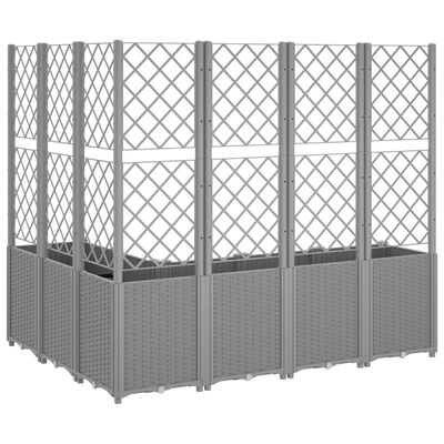 vidaXL Garden Planter with Trellis Light Grey 160x120x140 cm PP