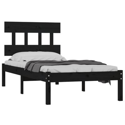 vidaXL Bed Frame without Mattress Black 90x190 cm Single Solid Wood