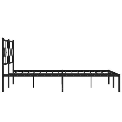 vidaXL Metal Bed Frame without Mattress with Headboard Black 193x203 cm