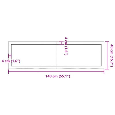 vidaXL Bathroom Countertop 140x40x(2-4) cm Untreated Solid Wood