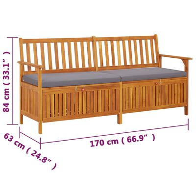 vidaXL Storage Bench with Cushion 170 cm Solid Wood Acacia