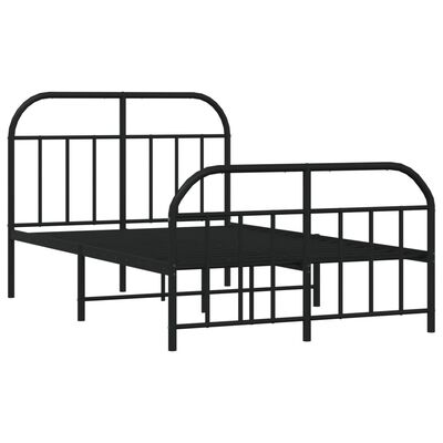 vidaXL Metal Bed Frame without Mattress with Footboard Black 120x200 cm