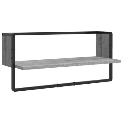 vidaXL 6 Piece Wall Shelf Set with Bars Grey Sonoma Engineered Wood