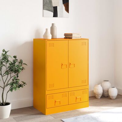 vidaXL Highboard Mustard Yellow 67x39x95 cm Steel