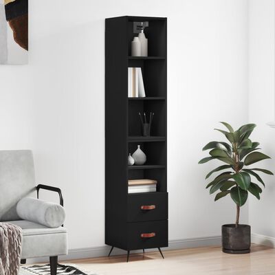 vidaXL Highboard Black 34.5x34x180 cm Engineered Wood