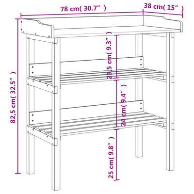 vidaXL Plant Table with Shelves Grey 78x38x82.5 cm Solid Wood Fir