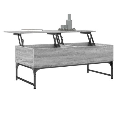 vidaXL Coffee Table Grey Sonoma 100x50x40 cm Engineered Wood and Metal