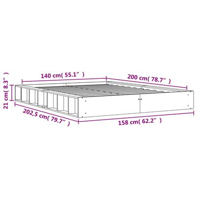 vidaXL Bed Frame without Mattress Wax Brown 140x200 cm Solid Wood Pine