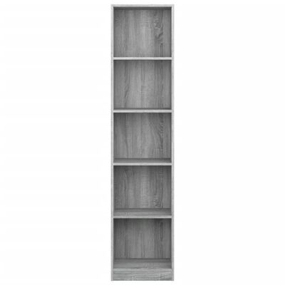 vidaXL 5-Tier Book Cabinet Grey Sonoma 40x24x175 cm Engineered Wood