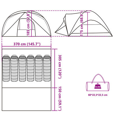 vidaXL Family Tent Cabin 6-Person Blue Waterproof