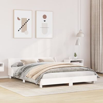 vidaXL Bed Frame without Mattress White 150x200 cm King Size Solid Wood Pine