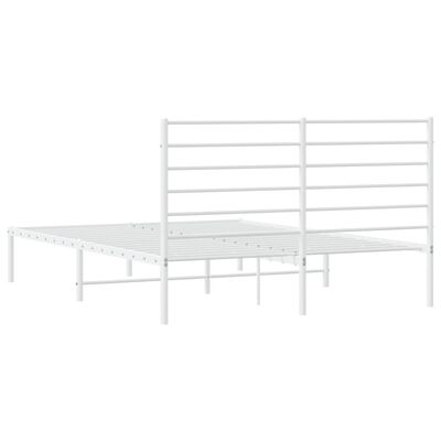 vidaXL Metal Bed Frame without Mattress with Headboard White 140x190 cm