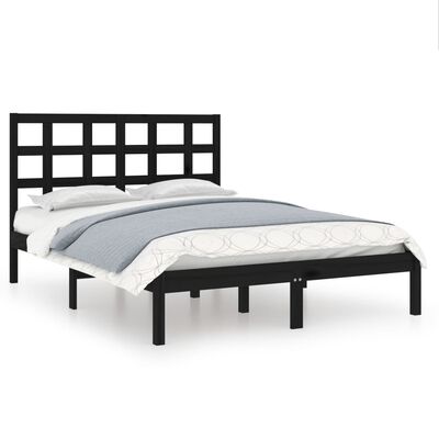 vidaXL Bed Frame without Mattress Black 150x200 cm King Size Solid Wood