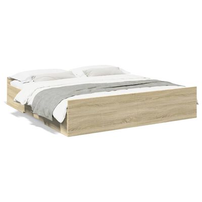 vidaXL Bed Frame with Drawers without Mattress Sonoma Oak 180x200 cm Super King