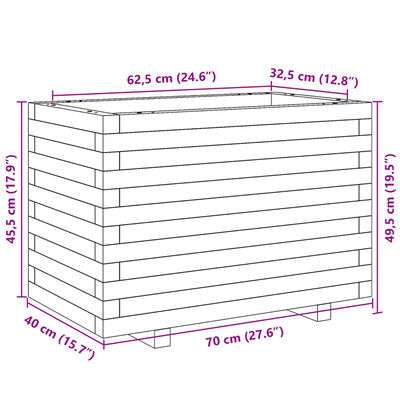 vidaXL Garden Planter 70x40x49.5 cm Solid Wood Pine