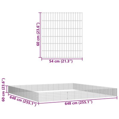 vidaXL Free Range Animal Enclosure 48-Panel 54x60 cm Galvanised Iron