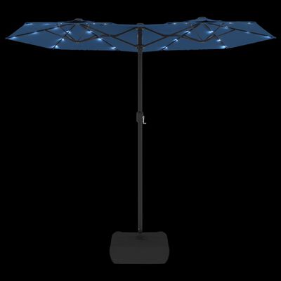 vidaXL Double-Head Garden Parasol with LEDs Azure Blue 316x240 cm