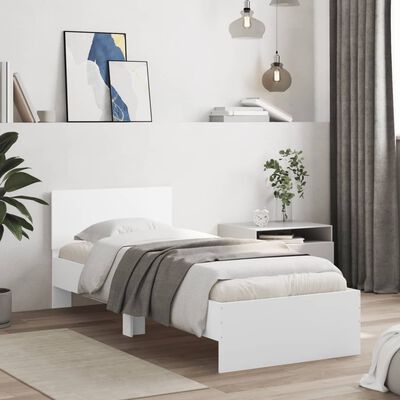 vidaXL Bed Frame without Mattress with Headboard White 90x200 cm