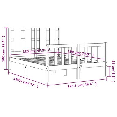 vidaXL Bed Frame without Mattress White Small Double Solid Wood Pine