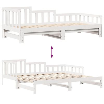 vidaXL Daybed with Trundle and Drawers without Mattress White 80x200 cm