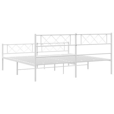 vidaXL Metal Bed Frame without Mattress with Footboard White 200x200 cm