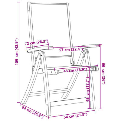 vidaXL Folding Garden Chairs 2 pcs Solid Wood Acacia and Textilene