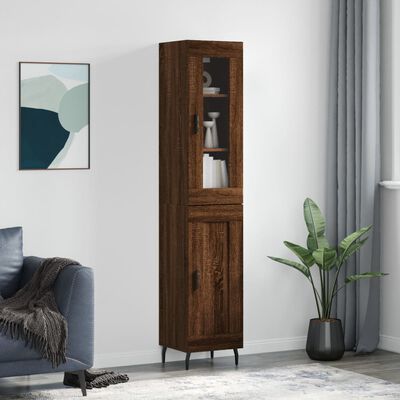 vidaXL Highboard Brown Oak 34.5x34x180 cm Engineered Wood