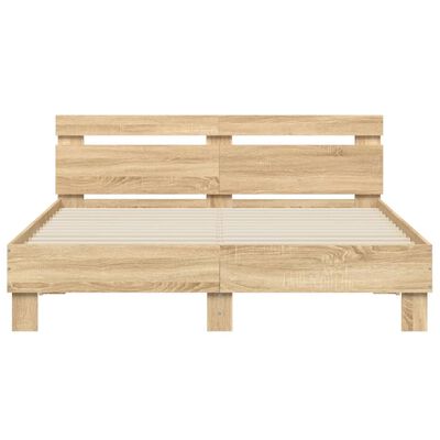 vidaXL Bed Frame with LED without Mattress Sonoma Oak 140x200 cm