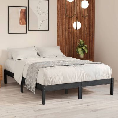 vidaXL Bed Frame without Mattress Grey Solid Wood Super King Size