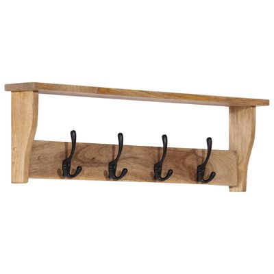 vidaXL Wall-mounted Coat Rack with 4 Hooks Solid Wood Mango