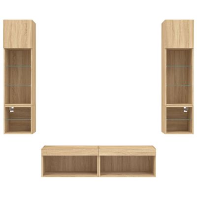 vidaXL 6 Piece TV Wall Units with LED Sonoma Oak Engineered Wood