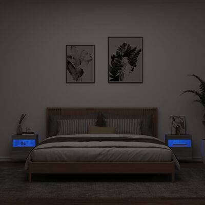 vidaXL TV Wall Cabinets with LED Lights 2 pcs Grey Sonoma 40x30x40 cm