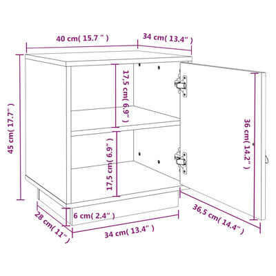 vidaXL Bedside Cabinets 2 pcs Grey 40x34x45 cm Solid Wood Pine