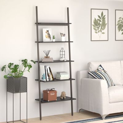 vidaXL 5-Tier Leaning Shelf Black 64x34x185.5 cm