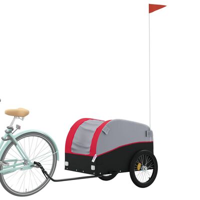 vidaXL Bike Trailer Black and Red 45 kg Iron