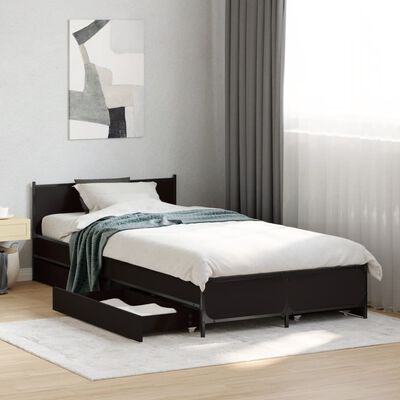 vidaXL Bed Frame with Drawers without Mattress Black 75x190 cm Small Single