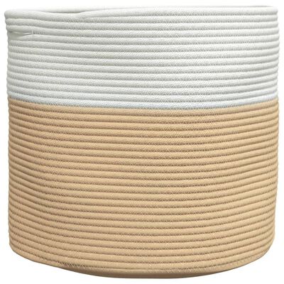 vidaXL Storage Basket Beige and White Ø40x35 cm Cotton