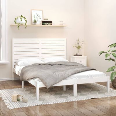 vidaXL Bed Frame White Solid Wood 120x200 cm