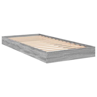 vidaXL Bed Frame without Mattress Grey Sonoma 75x190 cm Small Single Engineered Wood