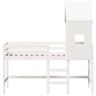 vidaXL Loft Bed with Ladder and Roof without Mattress White 80x200 cm