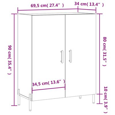 vidaXL Sideboard Black 69.5x34x90 cm Engineered Wood