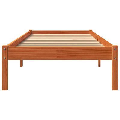 vidaXL Bed Frame without Mattress Wax Brown 75x190 cm Small Single Solid Wood Pine