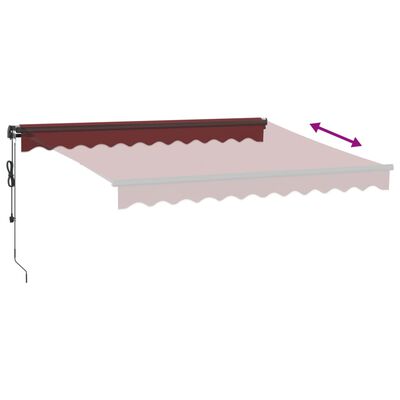 vidaXL Automatic Retractable Awning with LEDs Burgundy 300x250 cm