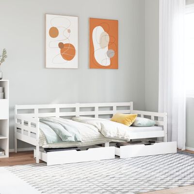 vidaXL Daybed with Drawers without Mattress White 80x200 cm Solid Wood