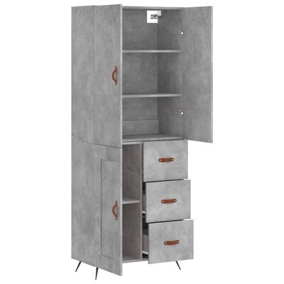 vidaXL Highboard Concrete Grey 69.5x34x180 cm Engineered Wood