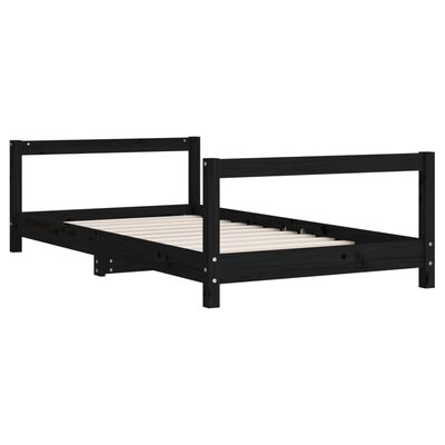 vidaXL Kids Bed Frame Black 80x160 cm Solid Wood Pine