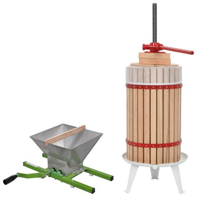 vidaXL 2 Piece Fruit & Wine Press and Crusher Set