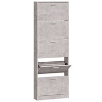 vidaXL Shoe Cabinet Concrete Grey 59x17x169 cm Engineered Wood