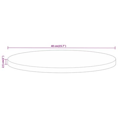 vidaXL Table Top Ø 40x2.5 cm Round Solid Wood Rough Mango