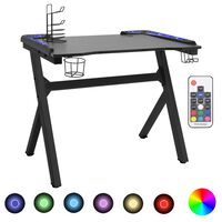 vidaXL Gaming Desk LED with Y Shape Black 90x60x75 cm